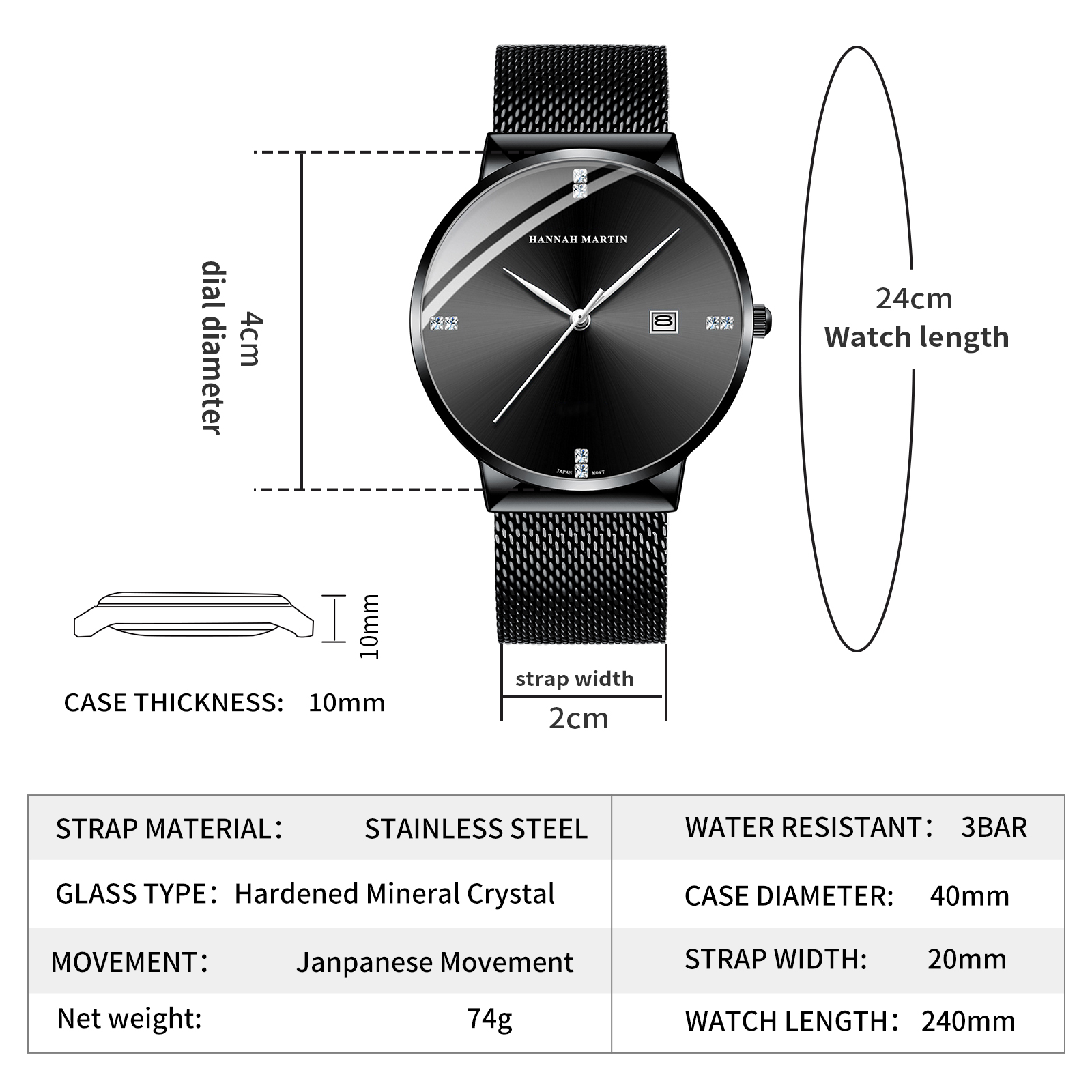 HANNAH MARTIN Men Watch Stainl - Luxury Watch Top 10 ulasan dan harga