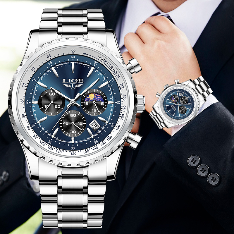 LIGE Brand Luxury Quartz Man W - Luxury Watch Maker ulasan dan harga