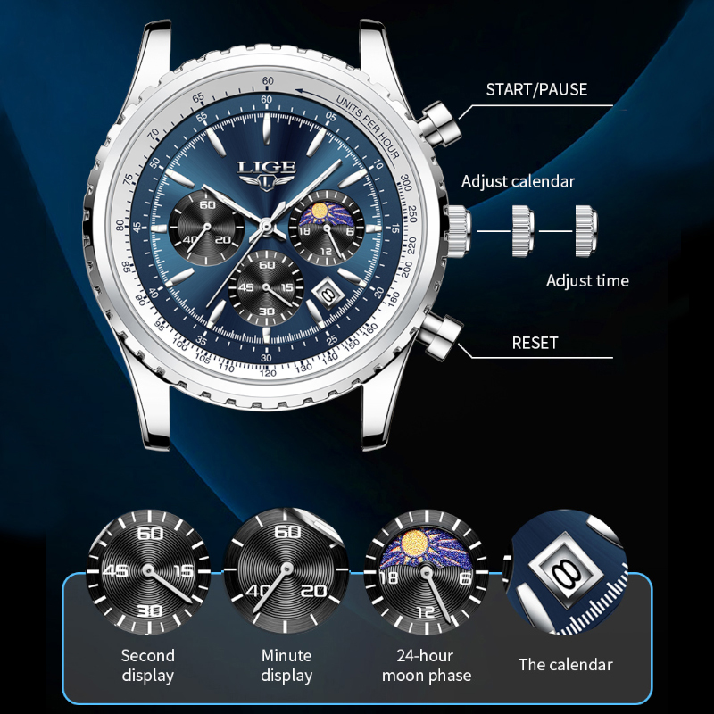 LIGE Brand Luxury Quartz Man W - Luxury Watch Maker ulasan dan harga