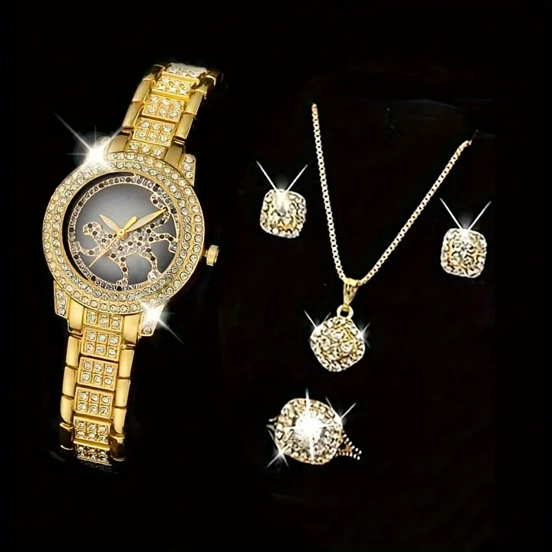 5pcs/set Women's Watch Cheetah - Luxury Watch Gift For Her ulasan dan harga