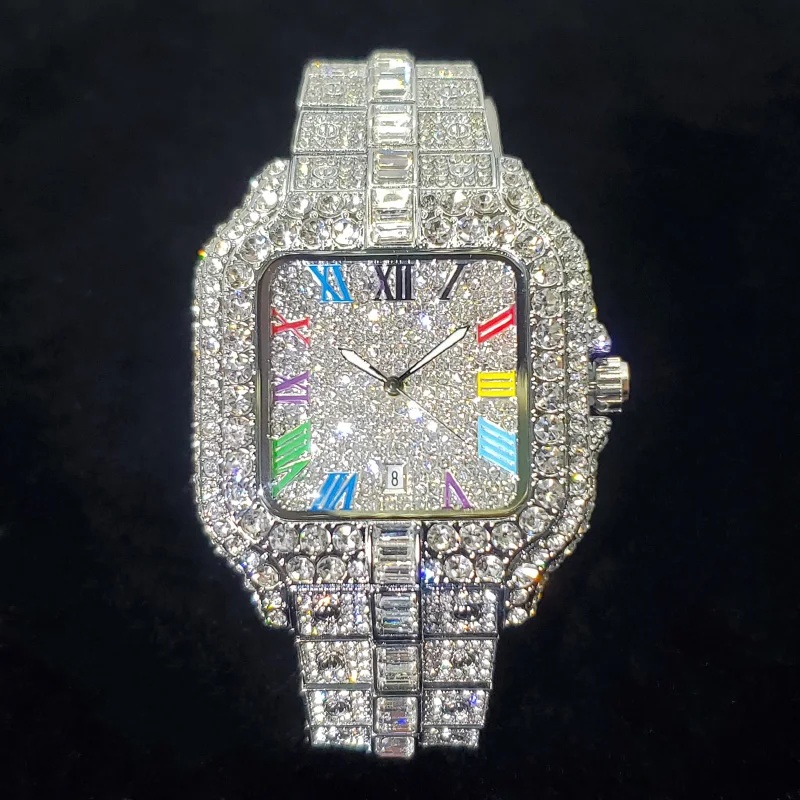New Luxury Iced‑Out Square Qua - Luxury Watch Iceberg ulasan dan harga
