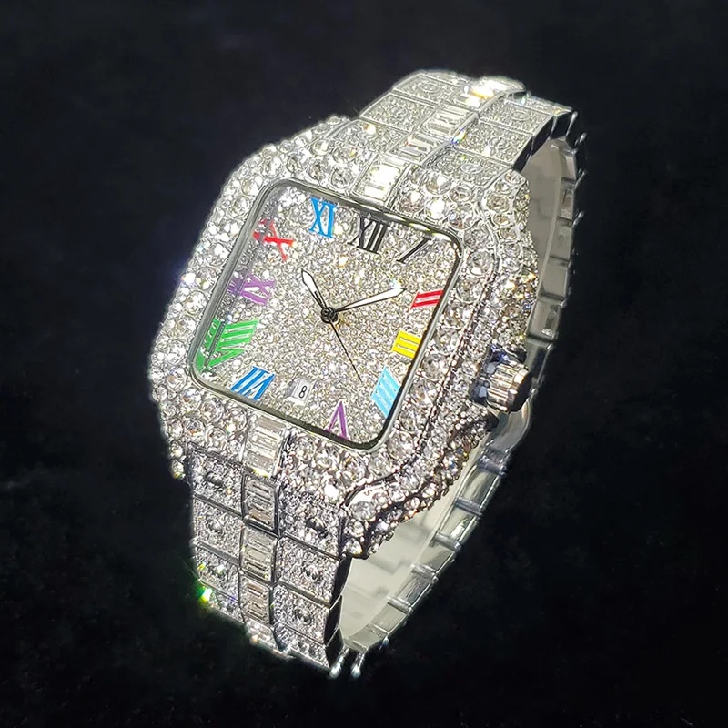 New Luxury Iced‑Out Square Qua - Luxury Watch Iceberg ulasan dan harga
